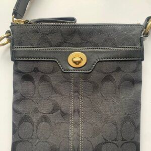 Coach Signature Jacquard Crossbody Bag – Black / Charcoal